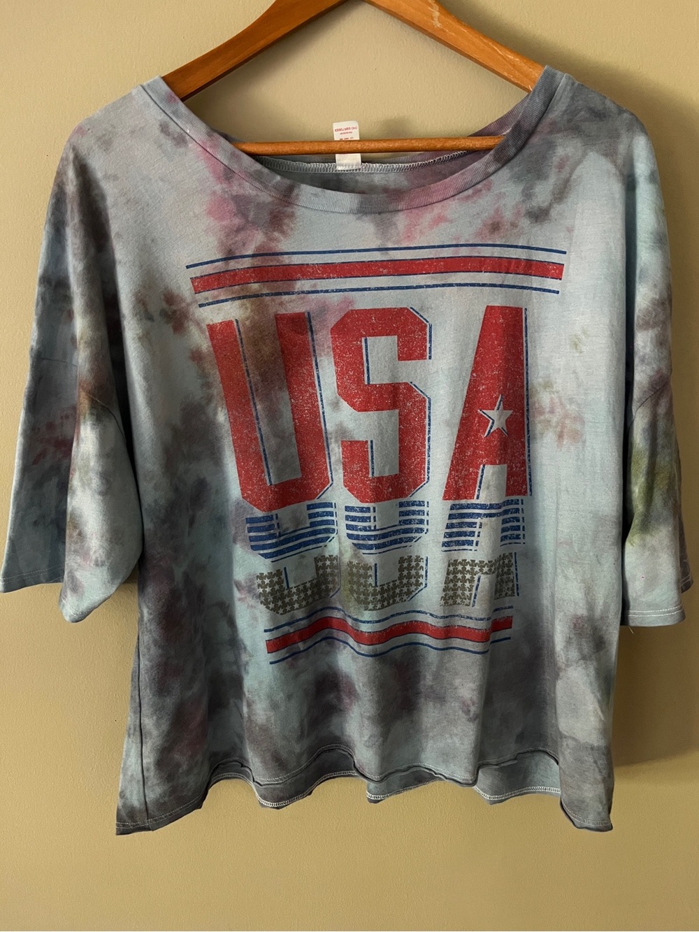 Relaxed Tie-Dye USA Graphic Short Sleeve Tee - Red/Blue
